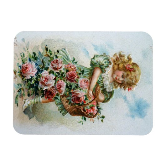 Viktorianisches Mädchen mit Rose Magnet (Horizontal)