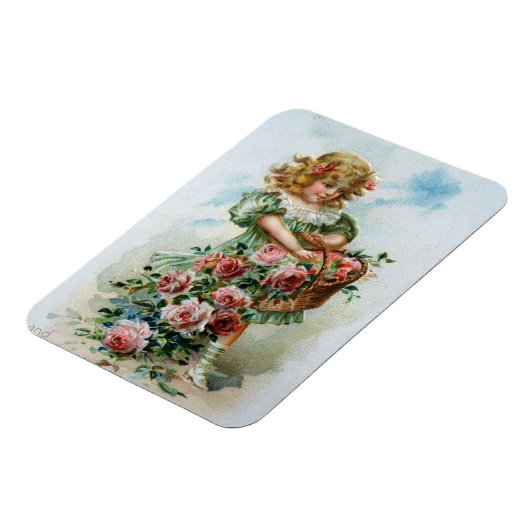 Viktorianisches Mädchen mit Rose Magnet (Linke Seite)