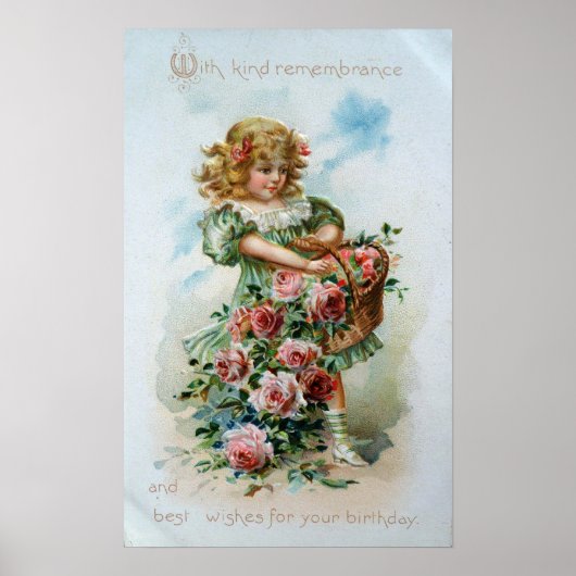 Viktorianisches Mädchen mit Rose Poster (Vorne)