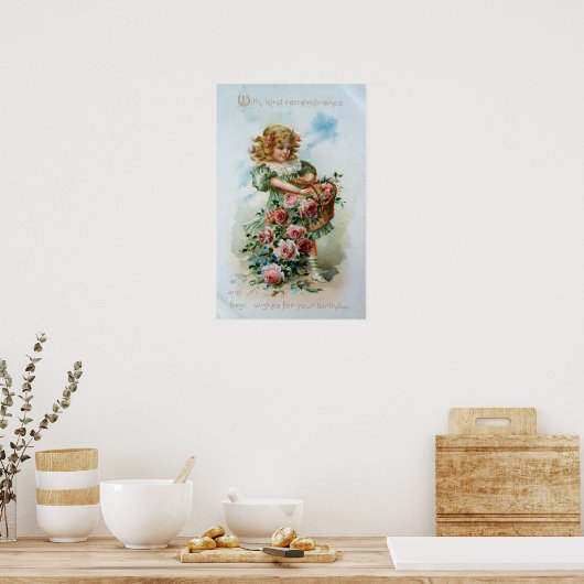 Viktorianisches Mädchen mit Rose Poster (Küche)