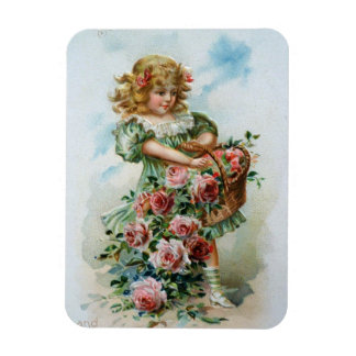 Viktorianisches Mädchen mit Rosen Magnet