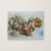 Viktorianisches Mädchen mit Rosen-Puzzlespiel Puzzle (Horizontal)