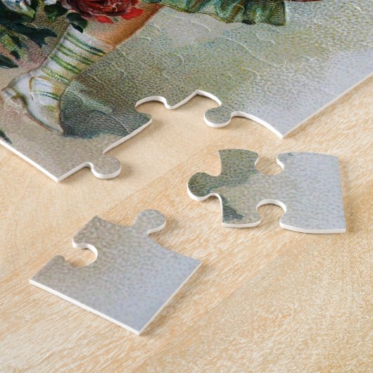 Viktorianisches Mädchen mit Rosen-Puzzlespiel Puzzle (Seite)