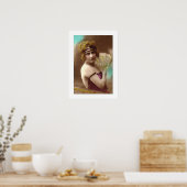 viktorianisches Mädchen mit Ventilatorkopfband Poster (Küche)