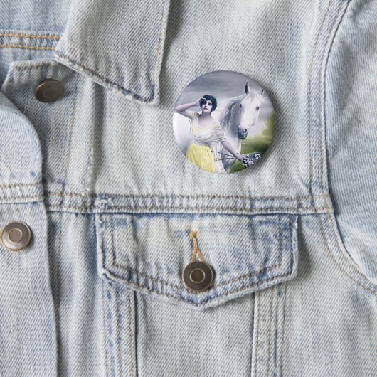 viktorianisches Mädchen mit weißem Pferd Button (Beispiel)