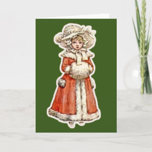 Viktorianisches Mädchen-Papierpuppe Wintermantel r Karte