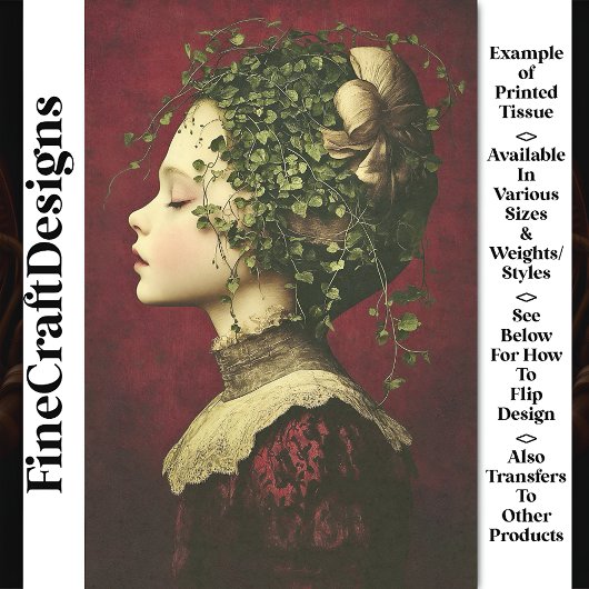 Viktorianisches Mädchen, Samtkleid, Reben BE4 Deco Seidenpapier