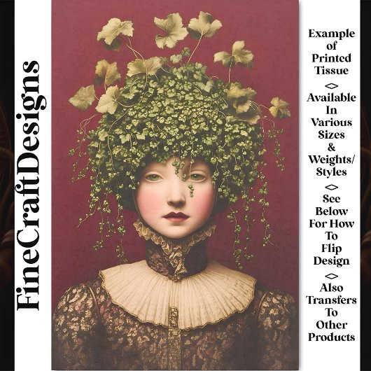 Viktorianisches Mädchen, Samtkleid, Reben BE6 Deco Seidenpapier