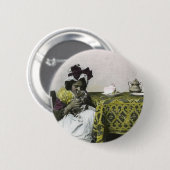 Viktorianisches Mädchen Teestunde mit Kitty Vintag Button (Vorne & Hinten)