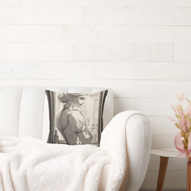 Viktorianisches Mädchen überquert den Spiegel-Wurf Kissen (Liege)