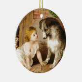 Viktorianisches Mädchen und ihr Hund Keramik Ornament (Rechts)
