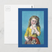 Viktorianisches Mädchen und Kätzchen Postkarte (Vorne/Hinten)