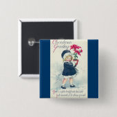 Viktorianisches Mädchen Vintage Blau Weihnachtskno Button (Vorne & Hinten)