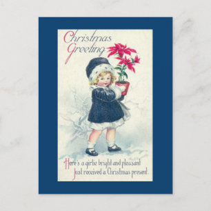 Viktorianisches Mädchen Vintage-Weihnachts-Postkar Feiertagspostkarte