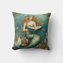 Viktorianisches Mermaid Reading Throw Kissen