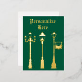 Viktorianisches Messinglampengold Folien Feiertagspostkarte (Vorderseite/Rückseite)