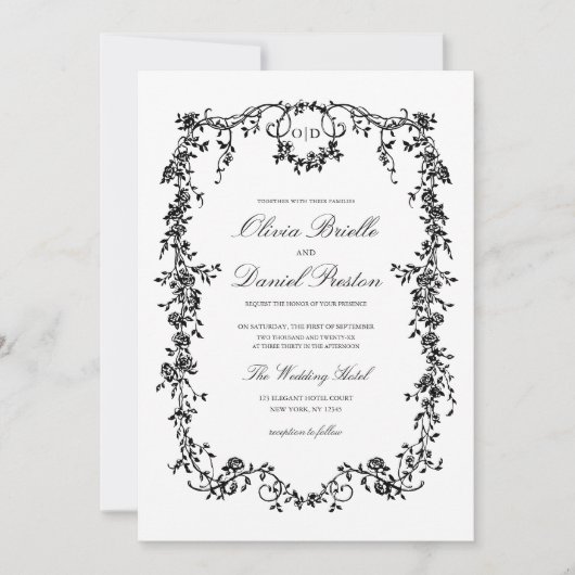 Viktorianisches Monogramm Einladung (Vorderseite)