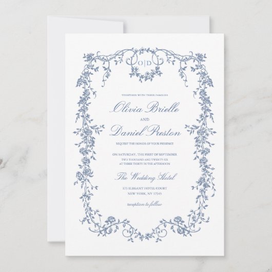 Viktorianisches Monogramm Einladung (Vorderseite)