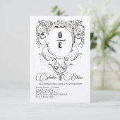 Viktorianisches Monogramm Wappen Hochzeit Einladung (Stehend Vorderseite)