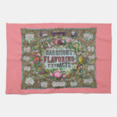 Viktorianisches Obst Blumengebäck Pfirsichrosa Vin Geschirrtuch (Horizontal)