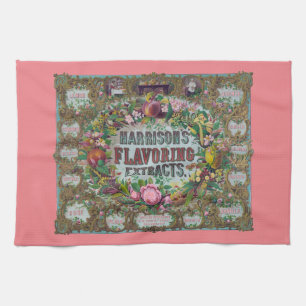 Viktorianisches Obst Blumengebäck Pfirsichrosa Vin Geschirrtuch