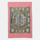 Viktorianisches Obst Blumengebäck Pfirsichrosa Vin Geschirrtuch (Vertikal)