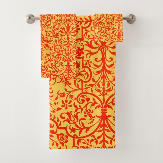 Viktorianisches orangefarbenes Motiv Badhandtuch Set (Insitu)