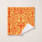 Viktorianisches orangefarbenes Motiv Badhandtuch Set (Waschlappen)