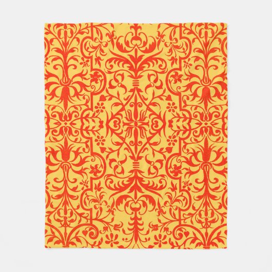 Viktorianisches orangefarbenes Motiv Fleecedecke (Vorderseite)