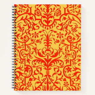 Viktorianisches orangefarbenes Motiv Notizblock