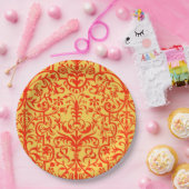 Viktorianisches orangefarbenes Motiv Pappteller (Party)