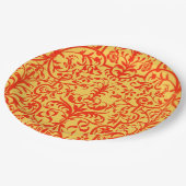 Viktorianisches orangefarbenes Motiv Pappteller (Schrägansicht)