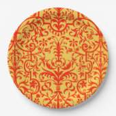 Viktorianisches orangefarbenes Motiv Pappteller (Vorderseite)