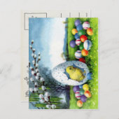 Viktorianisches Osterephemera Feiertagspostkarte (Vorne/Hinten)