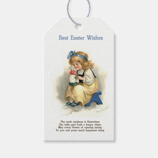 Viktorianisches OsterGirl mit Sonnenschein Geschenkanhänger (Vorderseite)