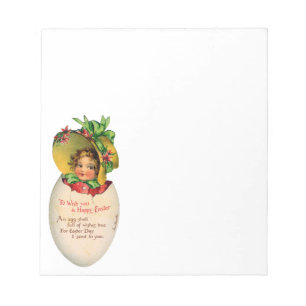Viktorianisches Ostern, Vintage-Mädchen mit Haube  Notizblock