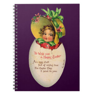 Viktorianisches Ostern, Vintage-Mädchen mit Haube Notizblock