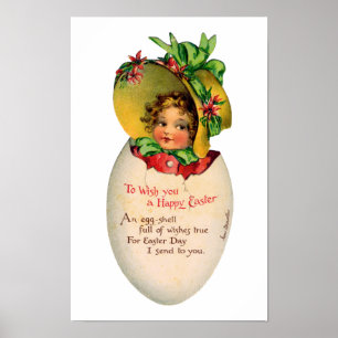 Viktorianisches Ostern, Vintage-Mädchen mit Haube Poster