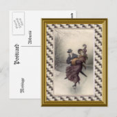 Viktorianisches Paar Skaten Postkarte (Vorne/Hinten)
