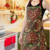 Viktorianisches Paisley-Muster in Rot-Grün Schürze