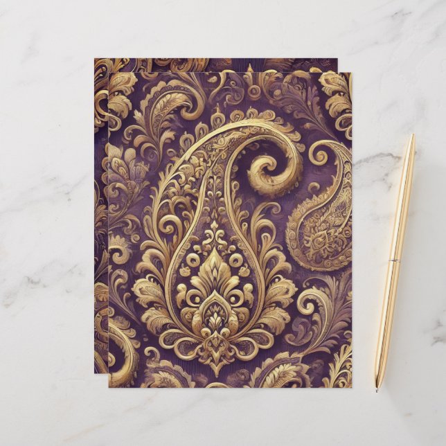 Viktorianisches Paisley Scrapbook - lila & Gold (Vorderseite/Rückseite Beispiel)