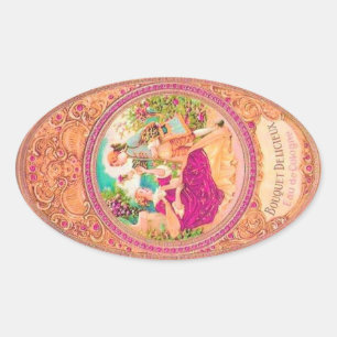 Viktorianisches Parfüm-Label der französischen Kol Ovaler Aufkleber