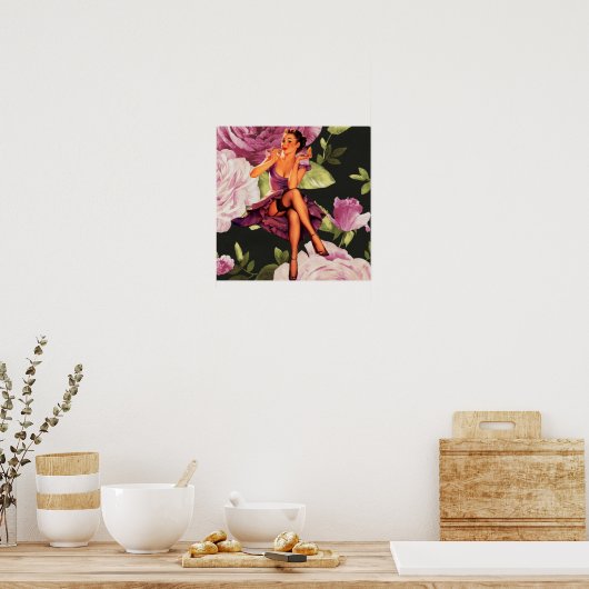 viktorianisches Pariser Botanisches Button der lil Poster (Küche)