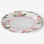 Viktorianisches Party Tablette Rosa Blumenpapier P Pappteller (Schrägansicht)