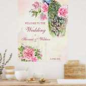 Viktorianisches Pfau Vintag rosa Rosen willkommen Poster (Küche)