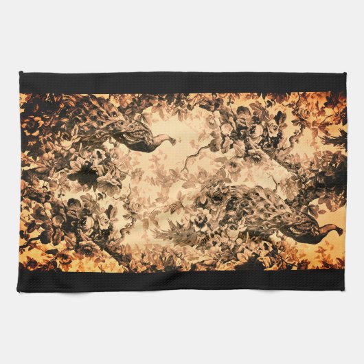 Viktorianisches Pfauenblumenmuster Geschirrtuch (Horizontal)