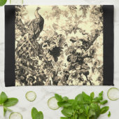 Viktorianisches Pfauenblumenmuster Geschirrtuch (Gefaltet)