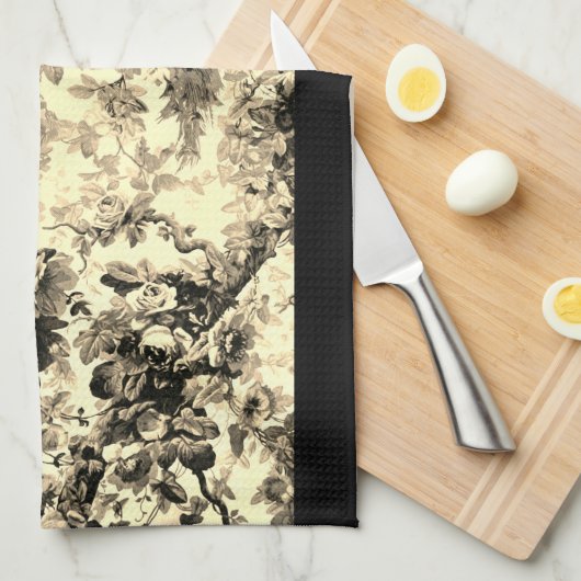 Viktorianisches Pfauenblumenmuster Geschirrtuch (Viertel Falte)