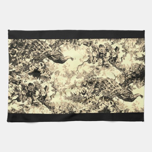 Viktorianisches Pfauenblumenmuster Geschirrtuch (Horizontal)