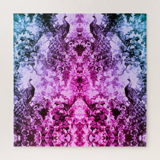 Viktorianisches Pfauenblütenmuster Puzzle (Vertikal)